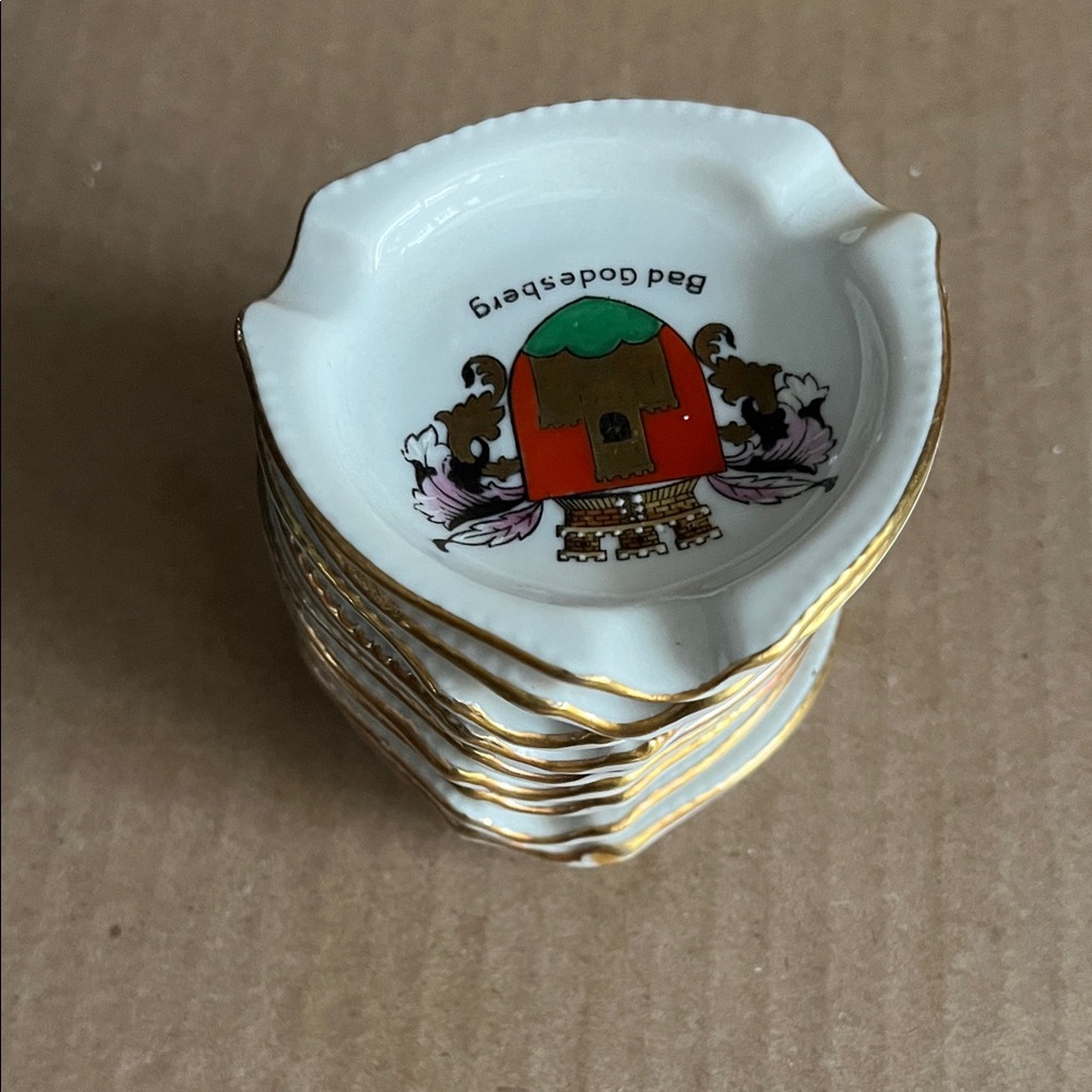 Vintage Decorative Ashtrays with Gold Trim RW Bavaria (9) 1950s